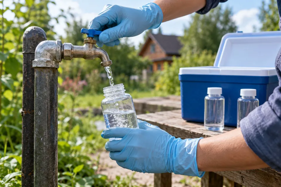 Отбор пробы воды из колодца для лабораторного анализа